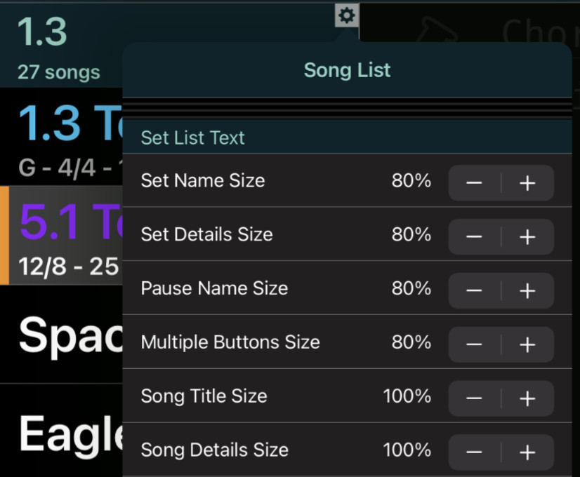 layout song list options