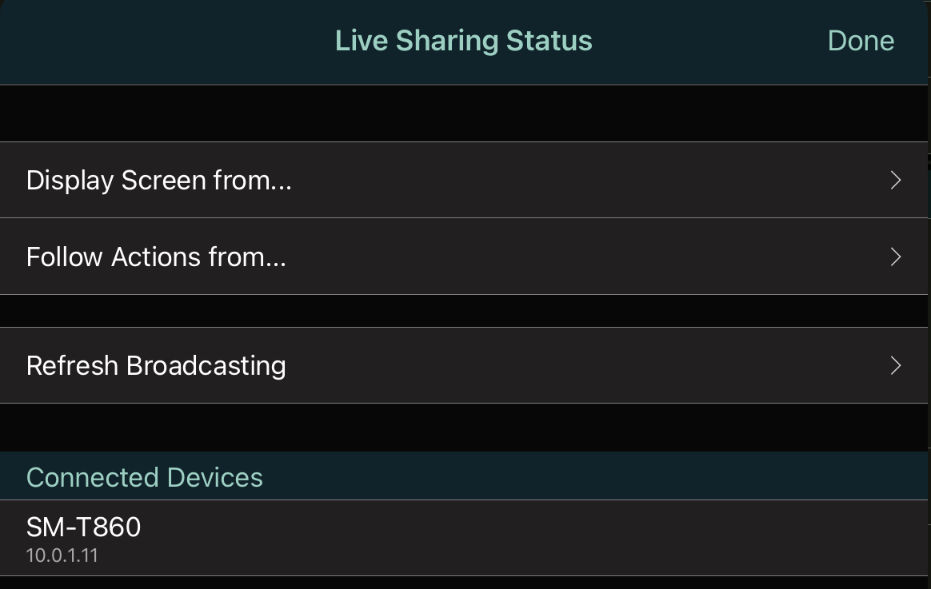 Live Sharing connected